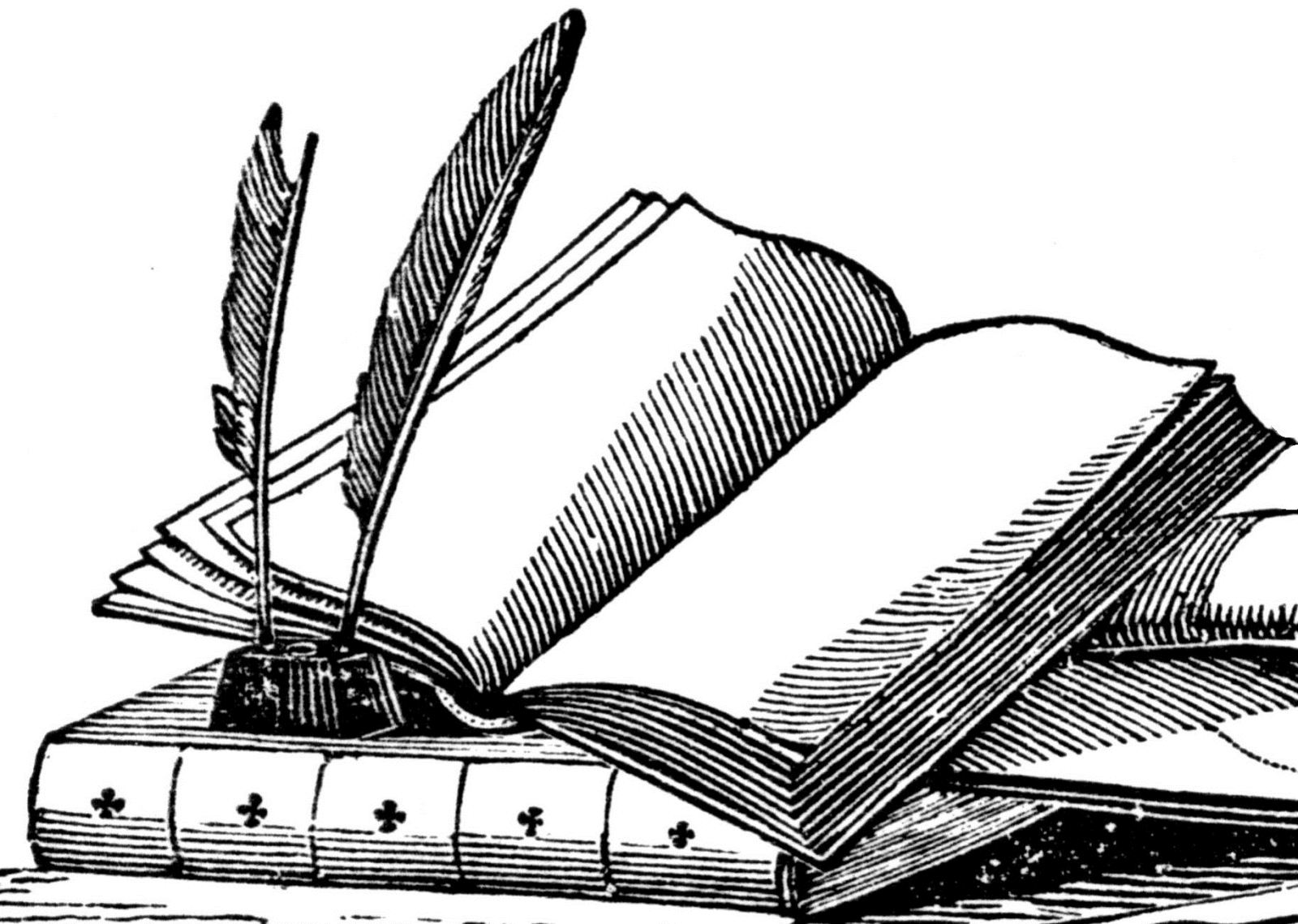 image of ink quill and book